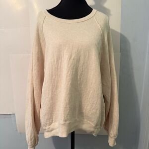 Aerie Cream Women's Crew Neck Sweater cozy high low oversized